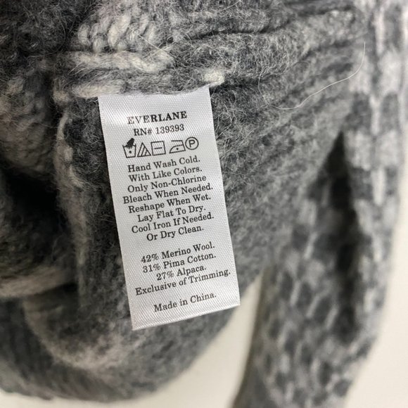 Everlane The Cloud Checkered Turtleneck Sweater Heathered Charcoal Womens Medium - Picture 4 of 6